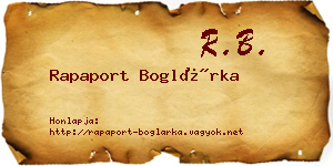 Rapaport Boglárka névjegykártya