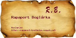 Rapaport Boglárka névjegykártya